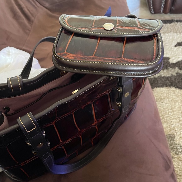 Dooney Bourke Cognac Double Strap Tassel Satchel NWT 11X14 - Picture 14 of 16